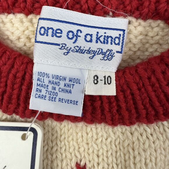 NEW One Of A Kind By Shirley Duffy Handmade Kids Reindeer Sweater 8/10 Medium - Picture 7 of 11